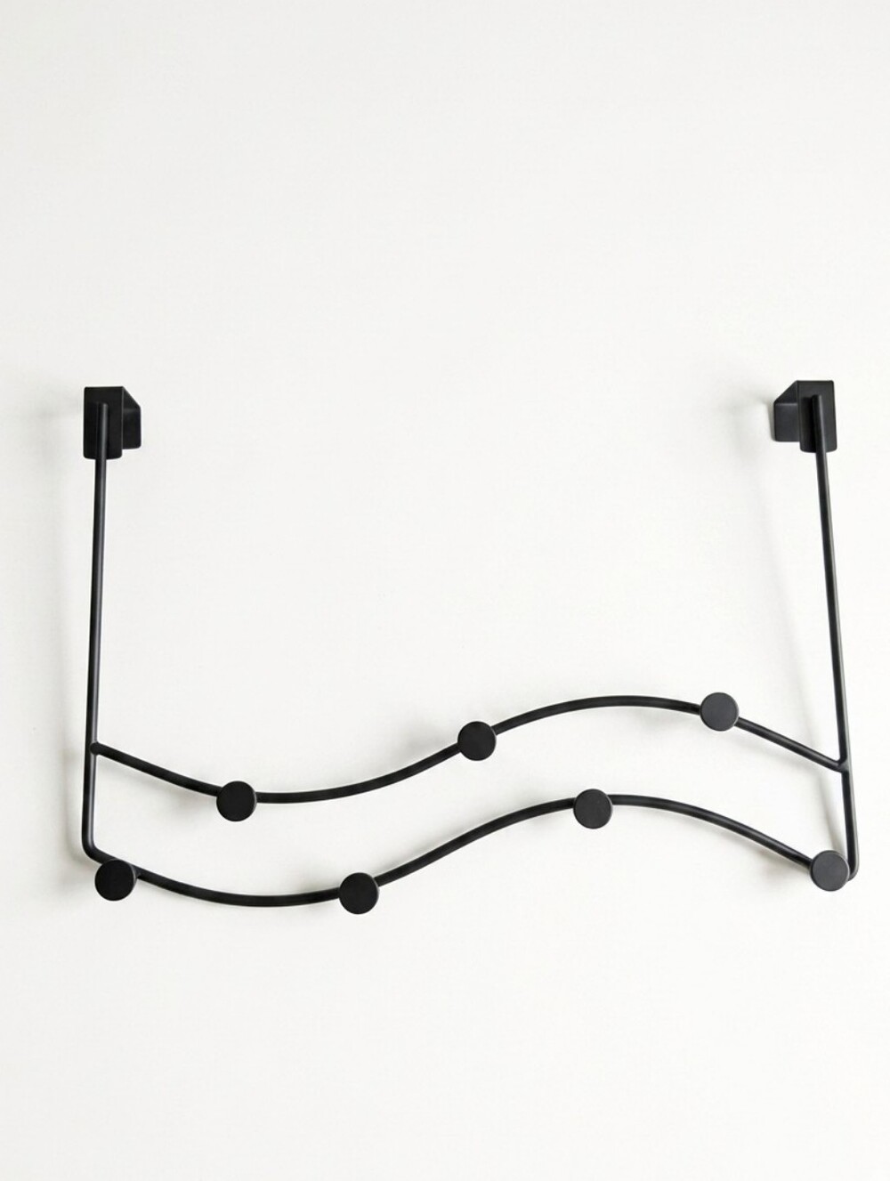 Black Over-Door Hanging Hook Rack -Minimal Wave Design